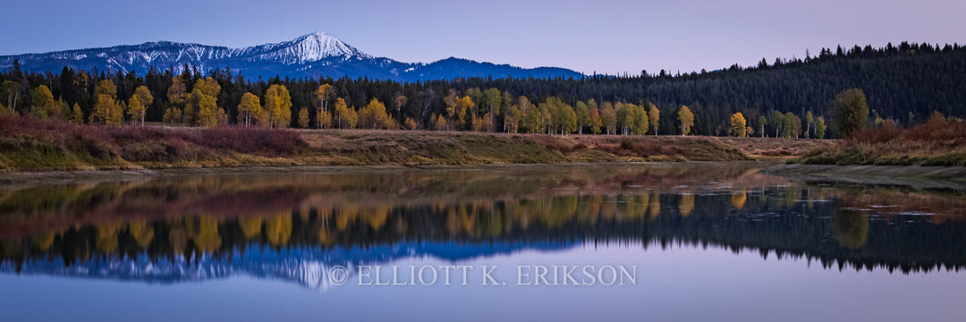 Autumn Kaleidoscope. Evening autumn reflections near Oxbow Bend give kaleidoscope look.
